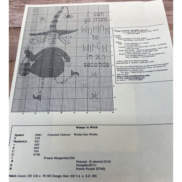 Woman To Witch Cross-Stitch Pattern By Poppy Kreations - Picture 3 of 3